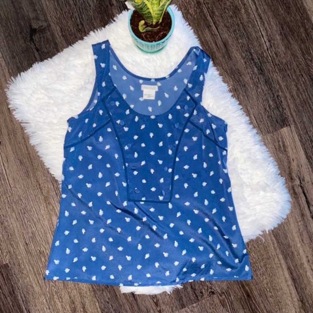 Blue Polka Dot Print Flowy Tank Top